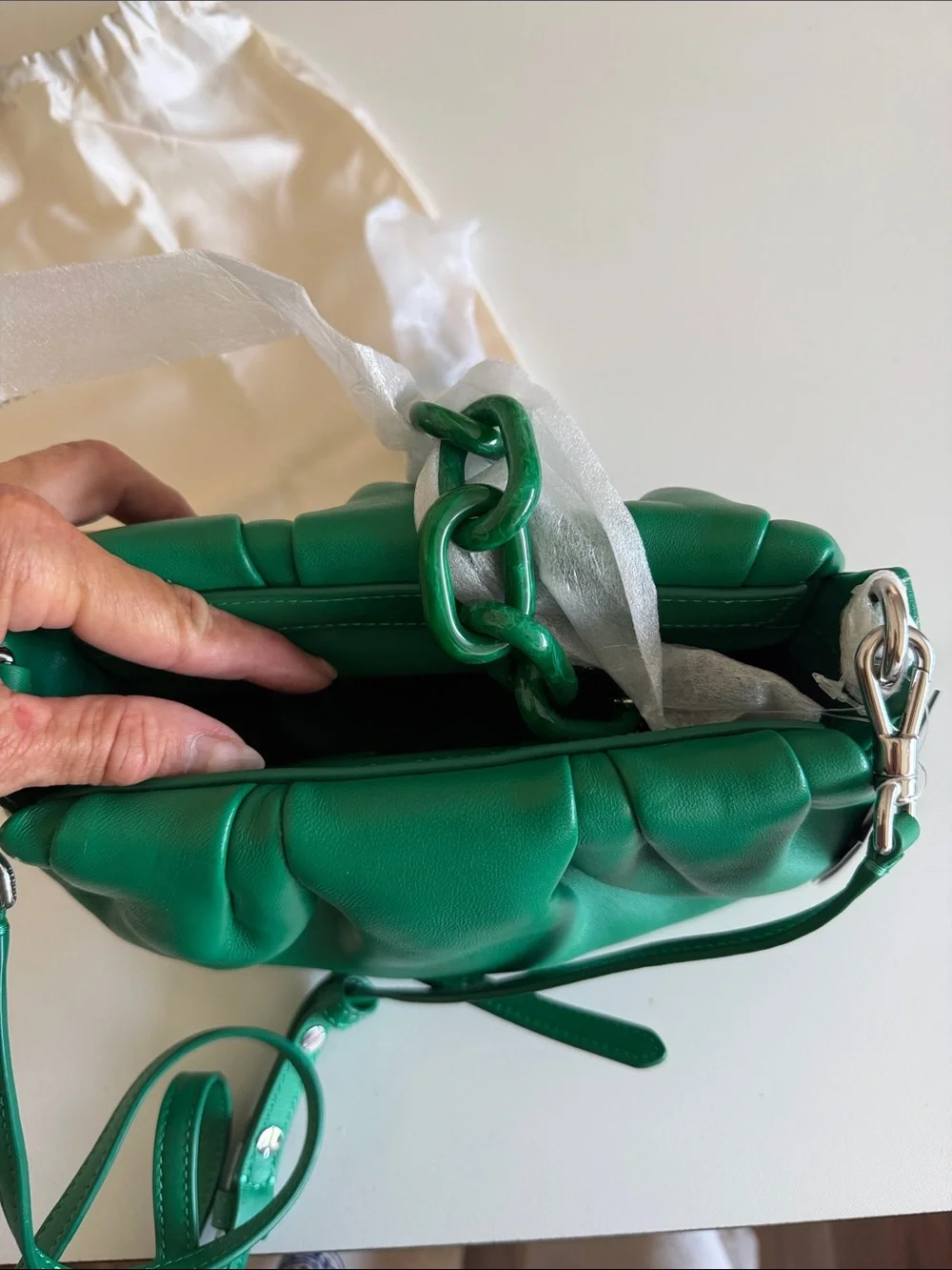 NEW NWT Kate Spade Emerald Green Pleated Vegan Leather Crossbody Bag